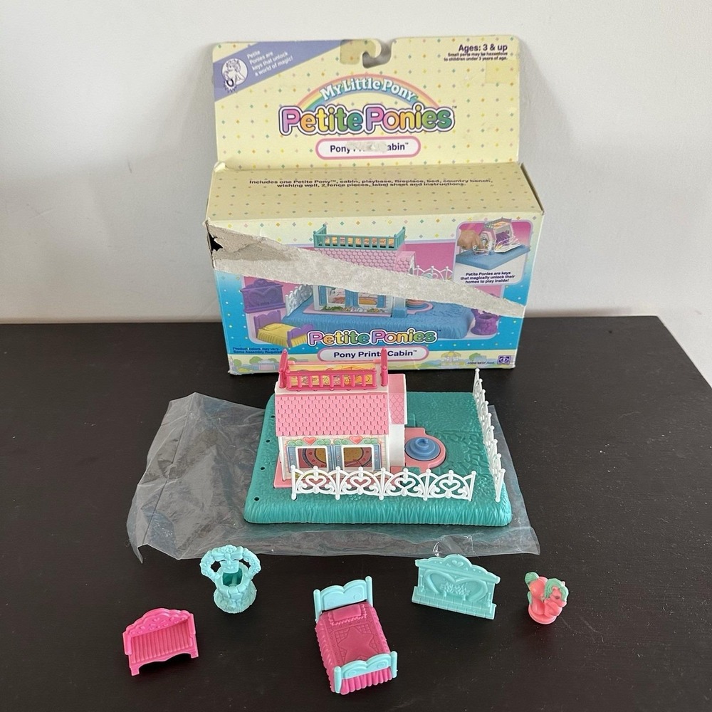 My Little Pony Petite Ponies Pony Print Cabin w Box 1990 Hasbro‎